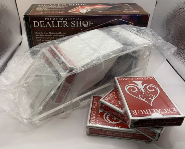 NIB Excalibur 4 Deck Casino Poker/Blackjack Card Dealer Shoe ~ Premium Acrylic