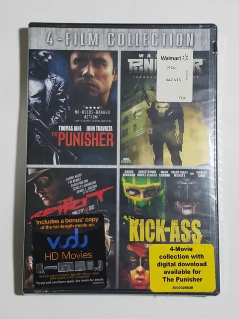 4-Film Collection: Punisher Punisher War Zone The Spirit Kick-Ass DVD -- NEW