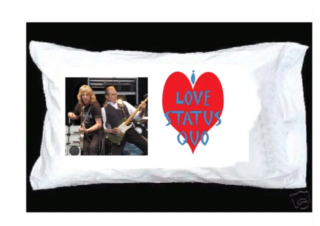 'I LOVE STATUS QUO' pillowcase with red heart FRANCIS ROSSI Rick Parfitt