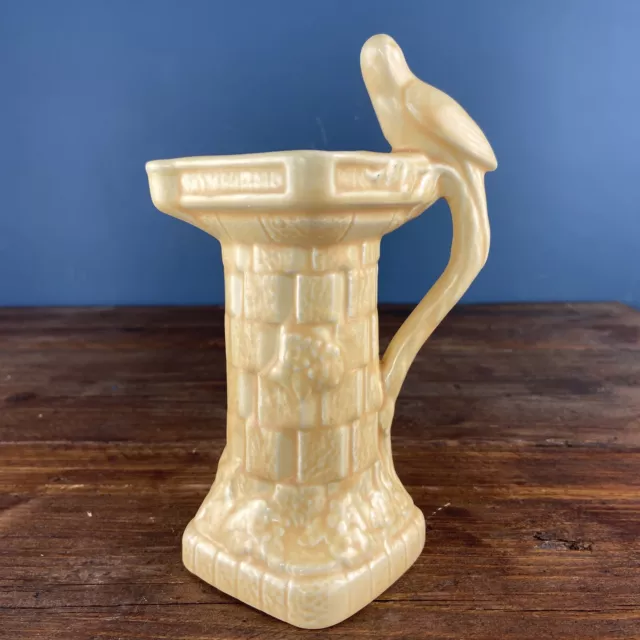 Art Deco Wade Budgie Bird Bath Jug Vase 1930's Vintage Pale Orange Rare