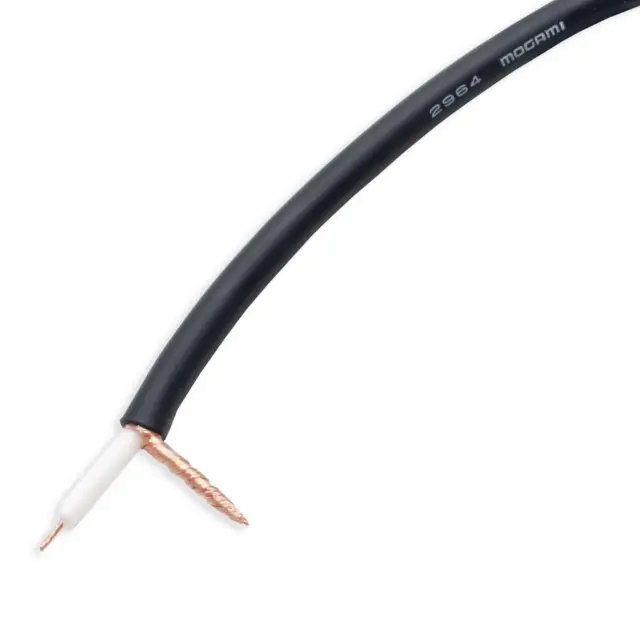 Mogami 2964 Subminiature Coaxial Video Audio Cable, 75 ohms, Thin Black Cable