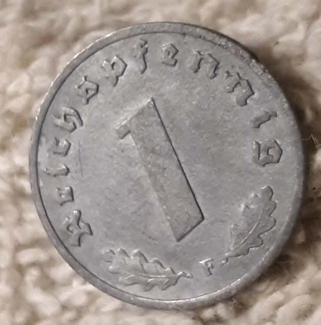 One 1943 WW2  1 Reichspfennig ~ German ~ WWII ~  Circulated Coin With Oxidation