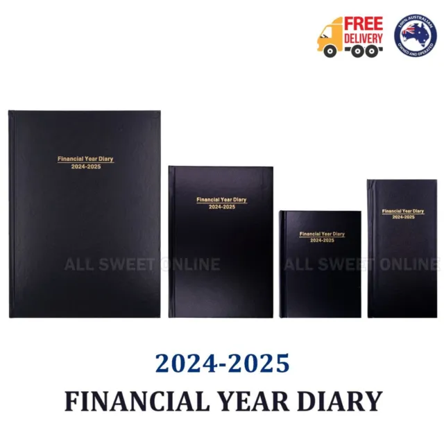 2024 2025 Financial Year Diary Day To Page / Week To Page A4 A5 A6 Black Planner