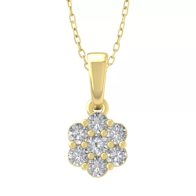 14K Gelbgold Labor gewachsen Diamant Verbund Anhänger Halskette 18 Zoll Silberkette