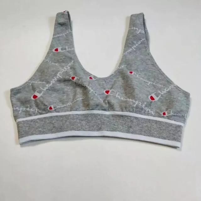 Champion Women 100% authentic sports bra all over logo size medium gray 1of1 new