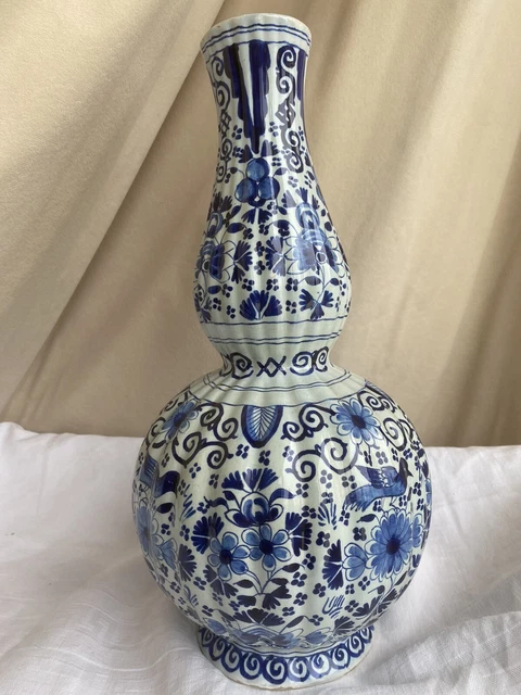 Pichet Ancien Delft Faïence Bleu Cobalt Signé Hauteur 20 Cm