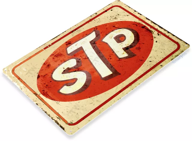 STP Motor Oil Logo Gas Station Garage Retro Vintage Wall Decor Metal Tin Sign
