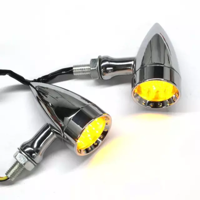 Motorcycle Amber LED Turn Signal Bullet Blinker Indicator Light For Harley Honda