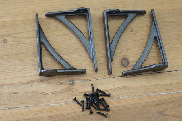 4 Cast Iron ANGLE Brackets Braces Shelf Bracket Corbels Shelf Small 4 1/2" X 3"