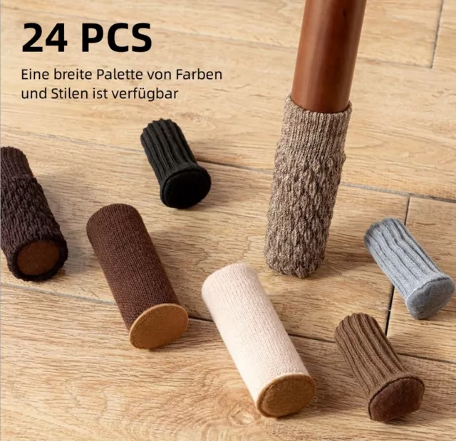 24X Stuhlbein Socken Gestrickte Möbel Fußbodenschutz Dehnbar Tischabdeckung  Cap