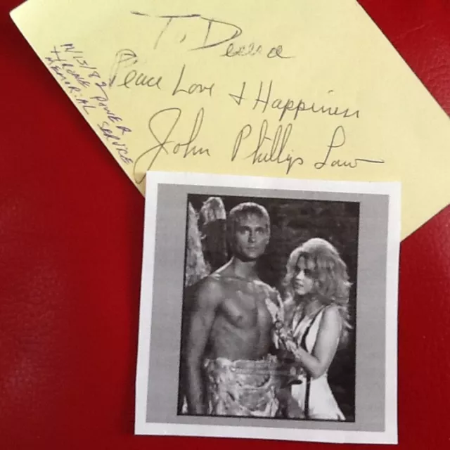 John Phillip Law SIGNED 1982 Autograph Paper 60s Actor Barbarella Fonda Sinbad