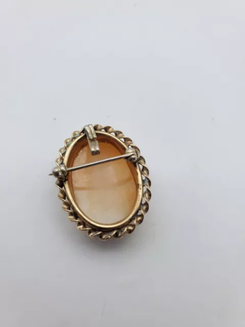 Vintage Shell Cameo AMCO 14k Gold Filled Brooch Or Pendant 3