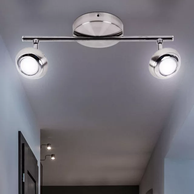 Flurlampe Deckenleuchte Spotleuchte LED 2 Flammig silber Strahler schwenkbar