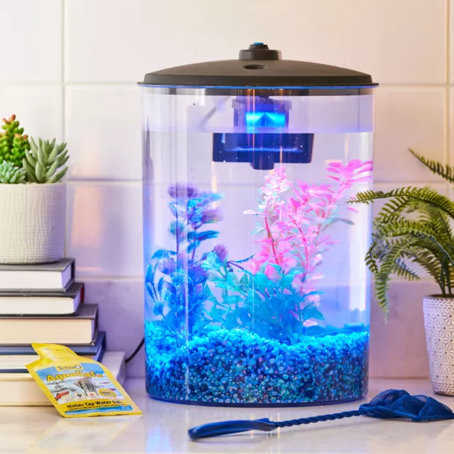 3-Gallon Plastic Aquarium with LED Light and Power Filter Fish Tanks Display New