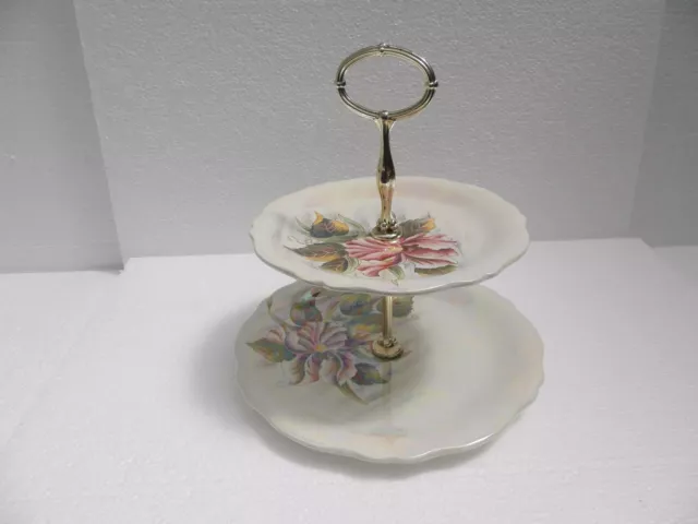 Royal Winton, Grimwades ~ Beautiful Flower Lustreware  Two Tier Cake Stand