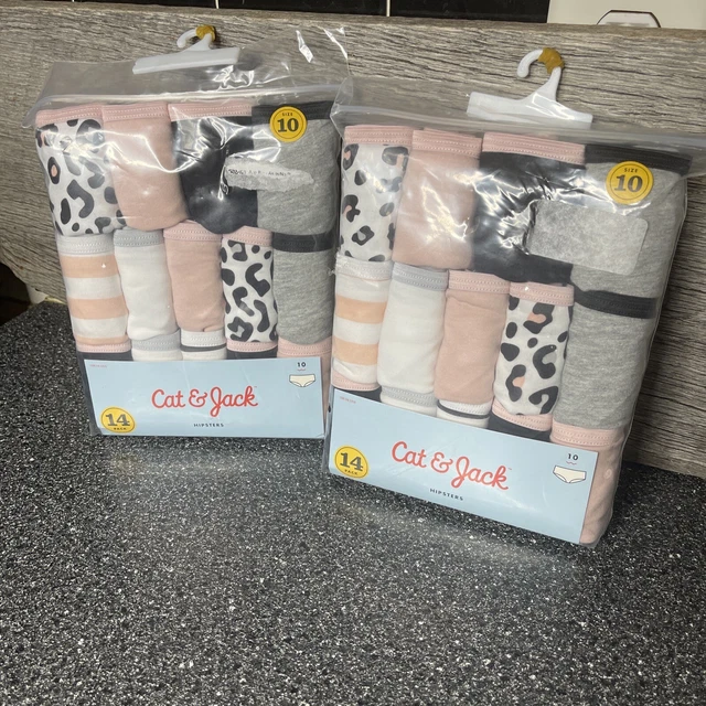 Girls' 14Pk Animal Print Cotton Hipsters Cat & Jack Youth Size 10 Lot Of 2 14pk