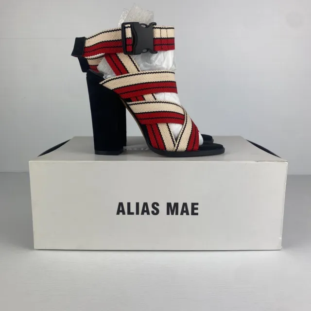 Alias Mae Heels Womens 36 Red White Black Aaliyah Strappy Buckle New In Box