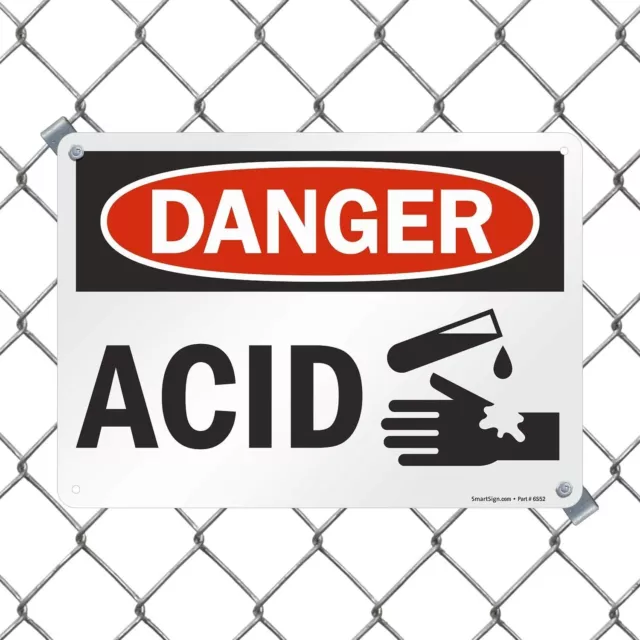 10 x 14 inch “Danger - Acid” OSHA Sign with Symbol, Digital Printing, 55 mil HDP 2