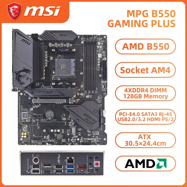 MSI MPG B550 GAMING PLUS Motherboard ATX AMD B550 AM4 DDR4 128GB SATA3