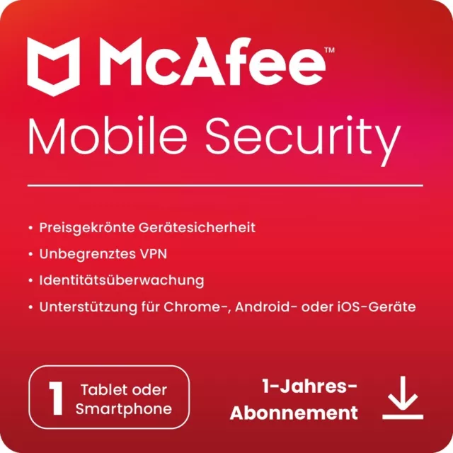 McAfee Mobile Security Plus VPN - Android / iOS - 1 Gerät / 1 Jahr Download NEU