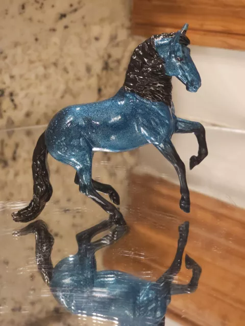 RattlecanRanch Custom Breyer Stablemate Alborozo Mold Metalllic Teal And Black