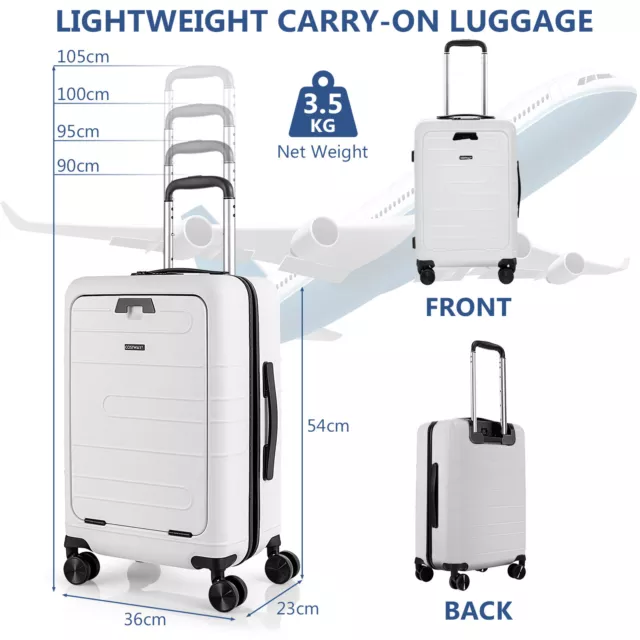 20" Carry-on Luggage PC Hardside Suitcase TSA Lock w/ USB Port & Front Pocket 2