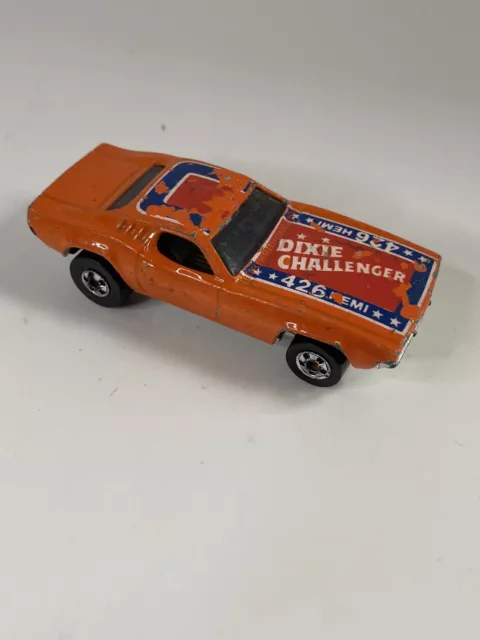 RARE 1970 HOT WHEELS Orange Dodge Dixie Challenger 426 HEMI Car Black Wall  Tires