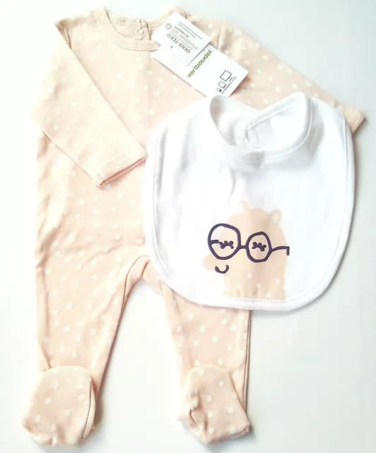 Einteiler Gr.56 Vertbaudet NEU rosa 100% Baumwolle Lätzchen set baby newborn