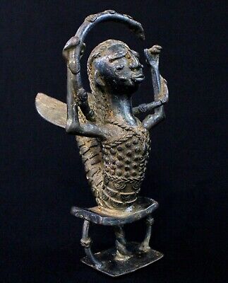 Art African - Beautiful Grandma Wata Mermaid Bronze Akan Baoulé - 19,5 CMS