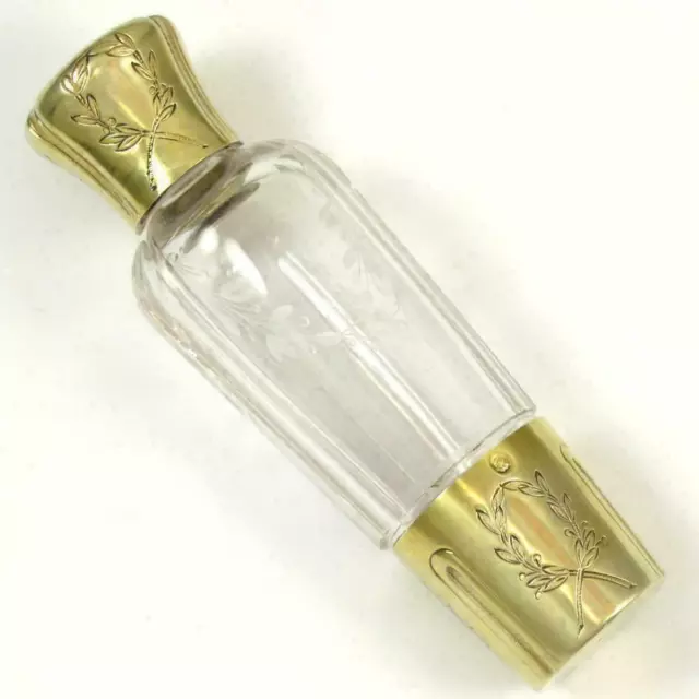 Antique French Sterling Silver Crystal Perfume Bottle Flask Saglier Freres