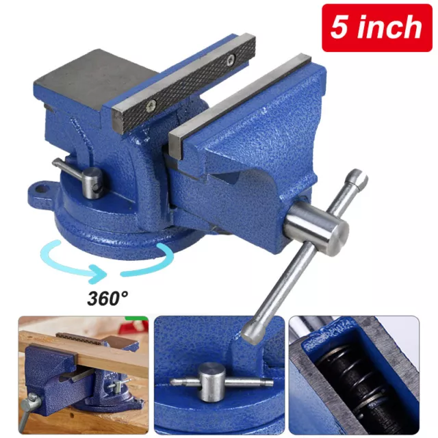 5" 125mm Work Shop Bench Vice Vise Clamp Engineer Jaw Swivel Base Heavy Duty