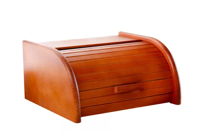 Panera de madera con puerta enrollable guardar panes Pequeña Color Naranja