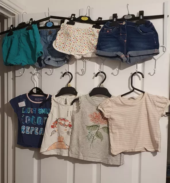 baby girls bundle joblot size 12-18 months clothes top shorts tops denim jean