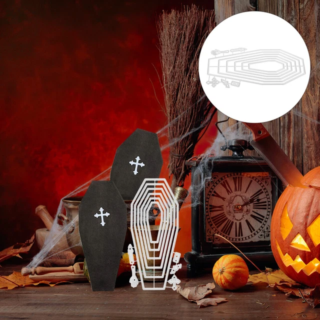 Molde troquelado de papel de estampado con tema Halloween, reutilizable, para hacer manualidades de