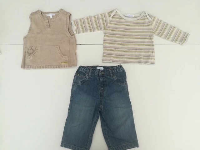 Lot Vêtements Tape-à-l'oeil Garçon 6 Mois - 4 Pièces (pull, T-shirt, Sous-vêtement), Occasion Très Bon état