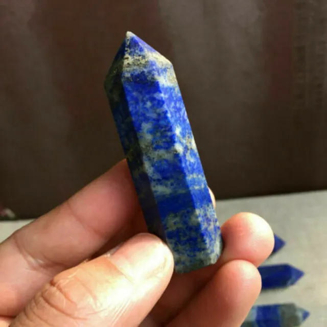 50-60mm Natural Lapis Lazuli Rare Quartz Crystal Wand Obelisk Healing Gemstone