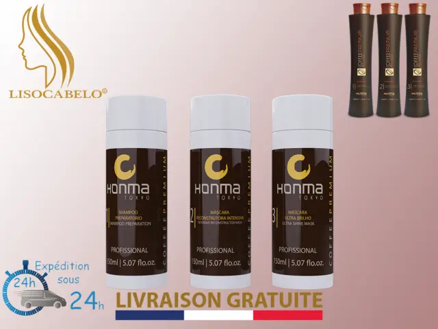 Kit Complet 3X150ml Lissage Brésilien Honma Tokyo All Liss Premium Coffee