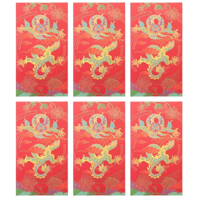 6pcs nouvel an chinois enveloppes rouges nouvel an paquets rouges fournitures