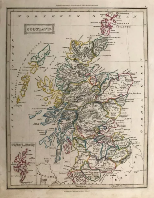 1817 Antique Map; Scotland from Ewing's General Atlas