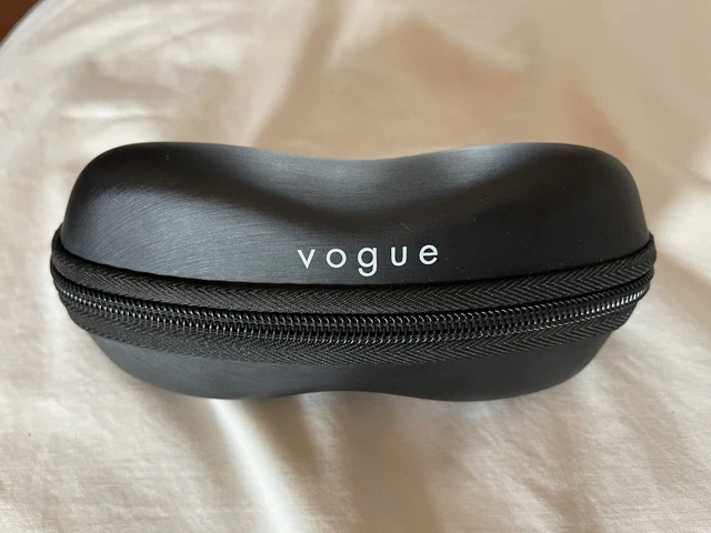 VOGUE Semi Hard Shell Black Case Zip Gray inside Sunglass Eyeglass Glass 6.5x2.5