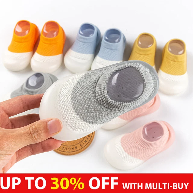 Newborn indoor Baby Shoes Toddler Cotton Soft Non-Slip Slippers Socks Sandals UK
