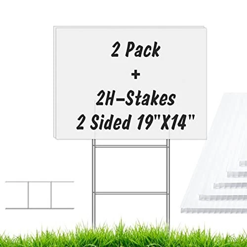 2 Pack Blank Yard Signs with Stakes IKAYAS 19 x 14 Inches Garden Yard Signs G...