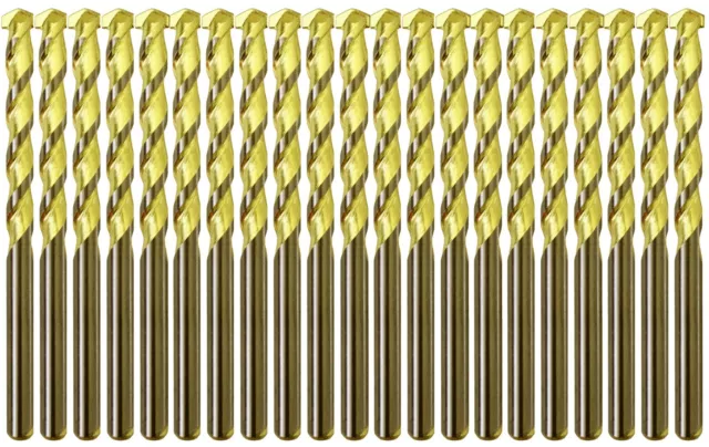 Masonry Drill Bit Set 1/4" Carbide Tip Golden Flute Drill Concrete Masonry-20Pcs
