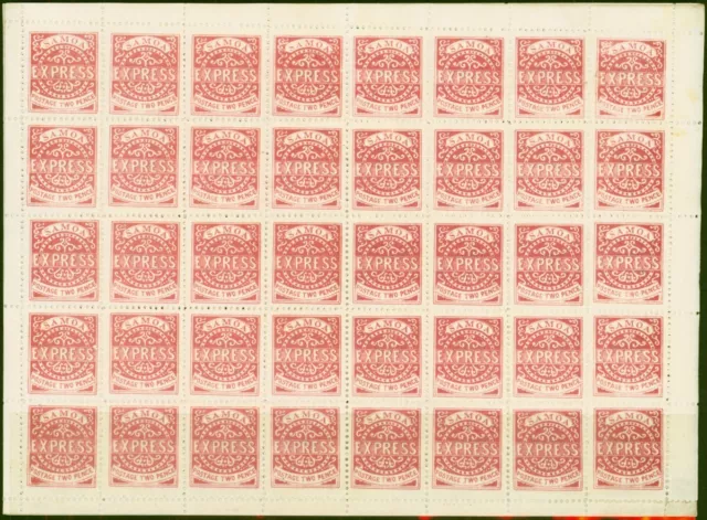 Samoa 1880 2d Rose Re-Print Complete Sheet of 40 Fine MNH