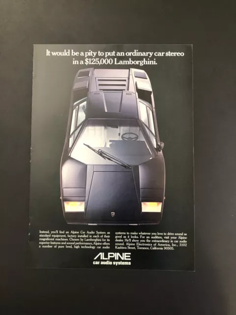 Lamborghini Countach Alpine Vintage Original Print Ad Advertisement Printed A1