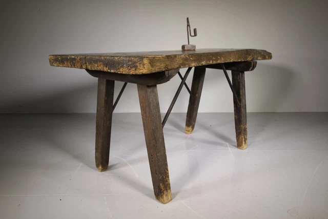 Rare 18th Century Primitive English Antique Oak Tavern Table