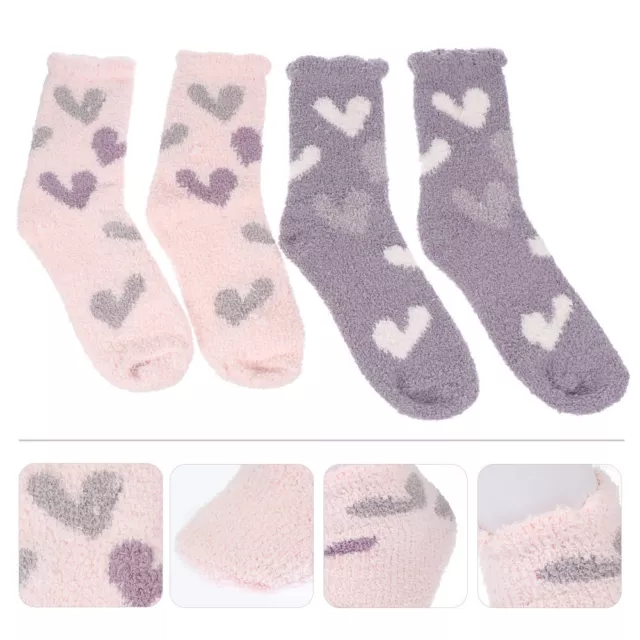 2 Pairs Coral Fleece Socks Fluffy Female Warm Thermal Japanese