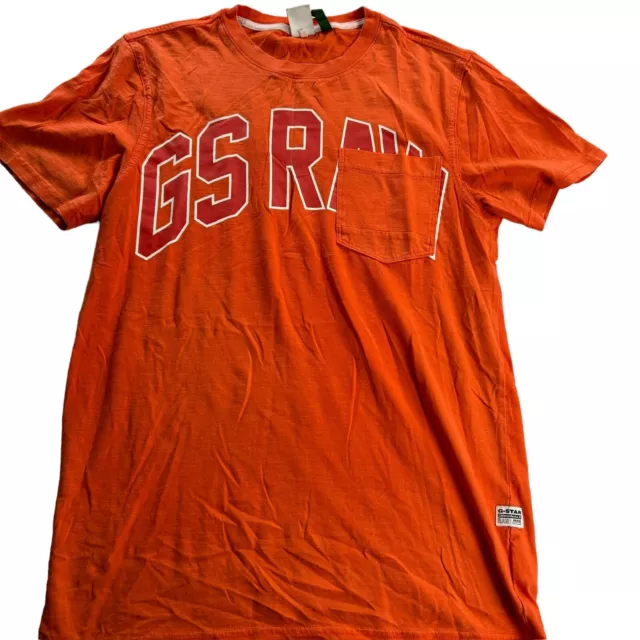 G-Star Raw Men's 100% Cotton Short Sleeve Pocket T-Shirt Orange • Small