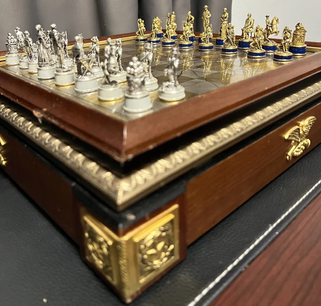 FRANKLIN MINT CIVIL War Chess Set, Gold and Silver Edition 1988 £408.73 ...