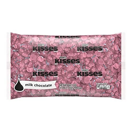 KISSES Pink Foils Milk Chocolate Candy, Individually Wrapped, 66.7 oz Bulk Bag